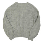AMERICAN EAGLE Womens Grey Pullover Plain V-Neck Chunky Knit Jumper M Casual