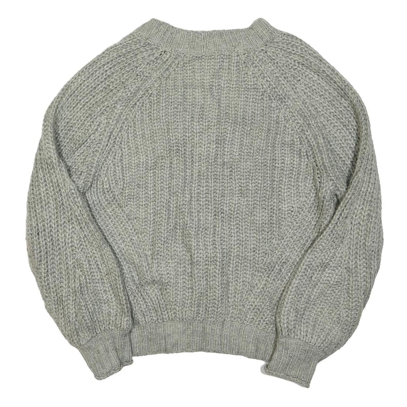 AMERICAN EAGLE Womens Grey Pullover Plain V-Neck Chunky Knit Jumper M Casual