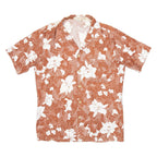 CALIFORNIA SHORES Mens Hawaiian Shirt Brown Floral S