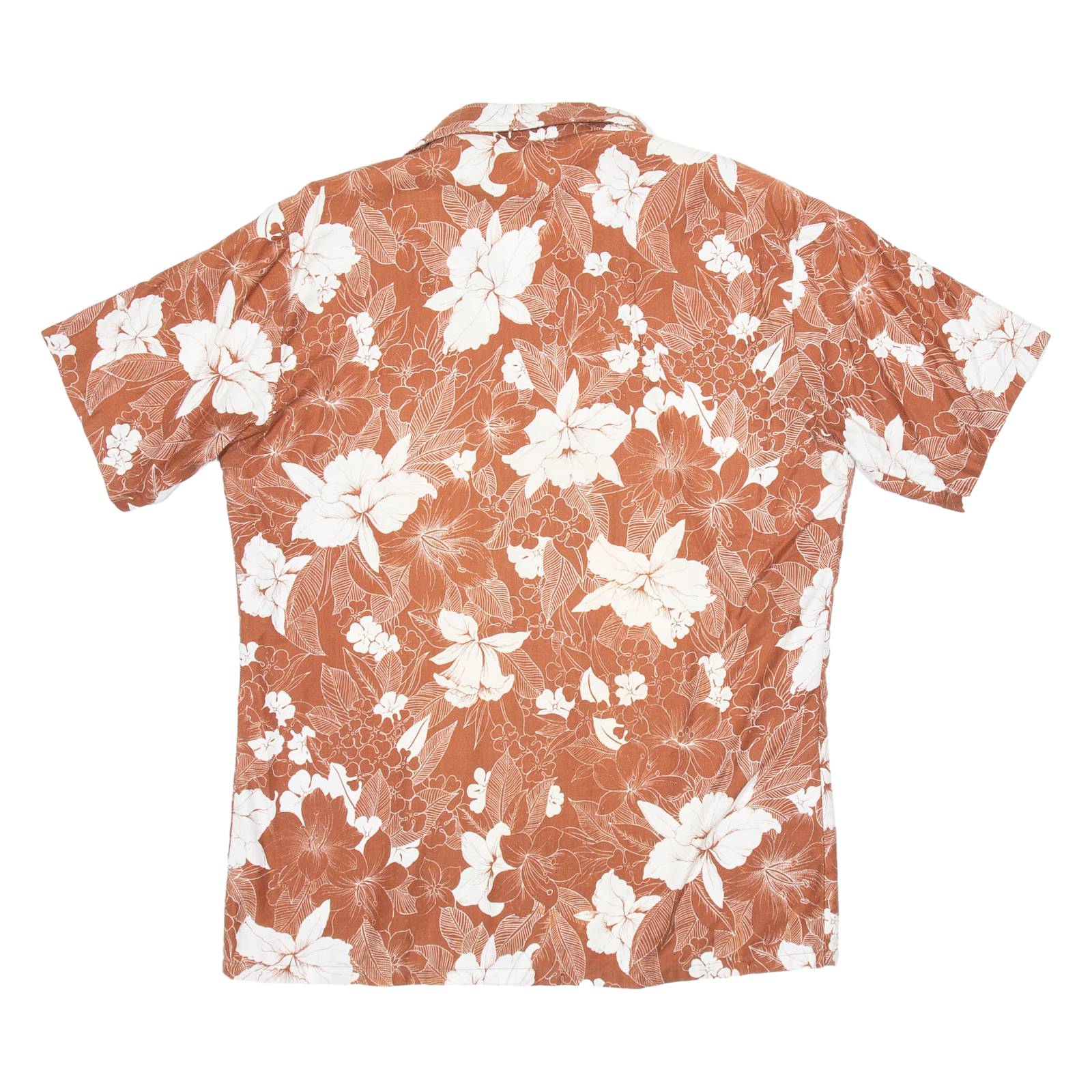 CALIFORNIA SHORES Mens Hawaiian Shirt Brown Floral S