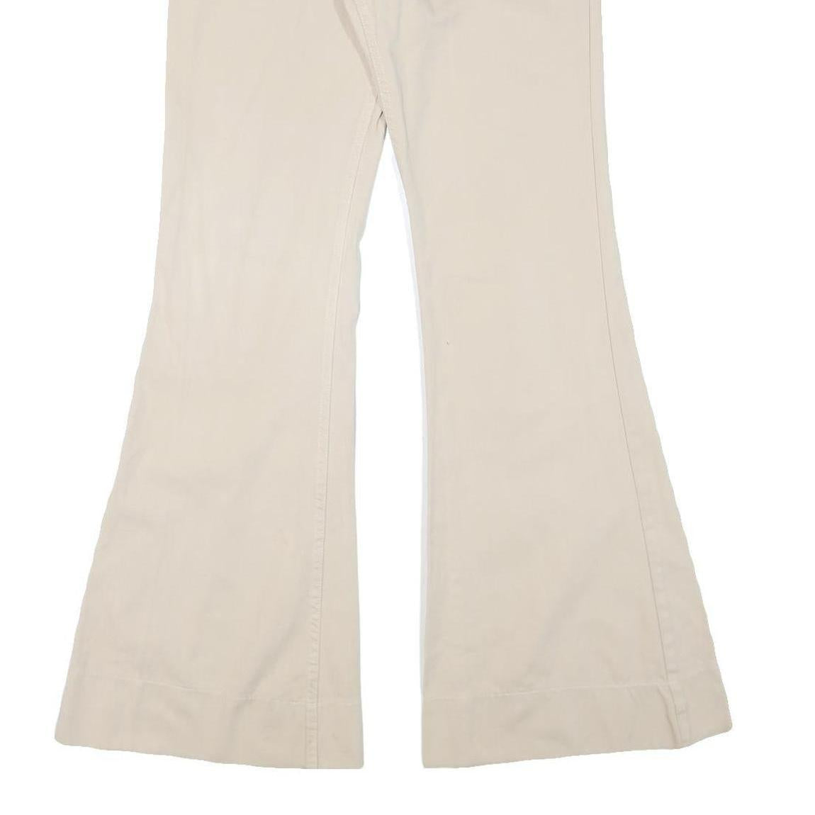 JUICY COUTURE Womens Cotton Blend Beige Regular Fit Wide-Leg Trousers W32 L33