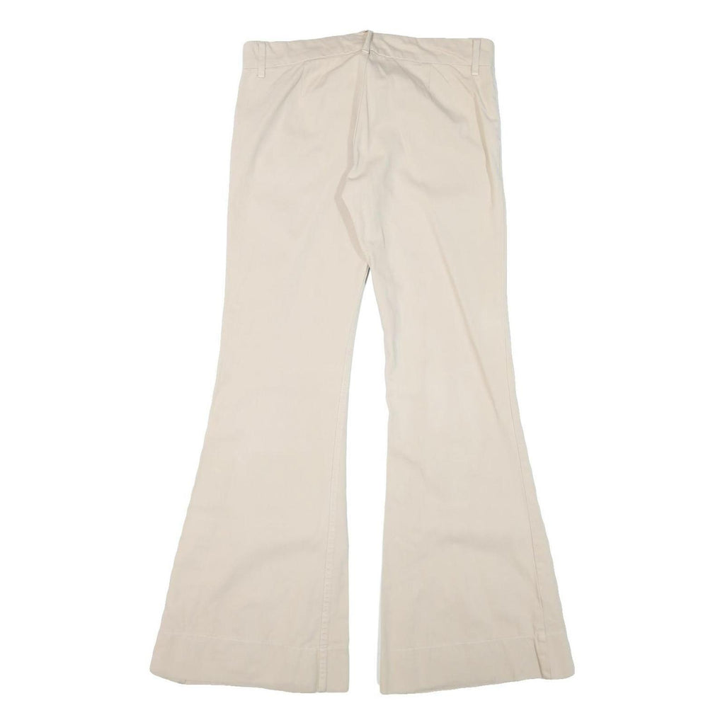 JUICY COUTURE Womens Cotton Blend Beige Regular Fit Wide-Leg Trousers W32 L33