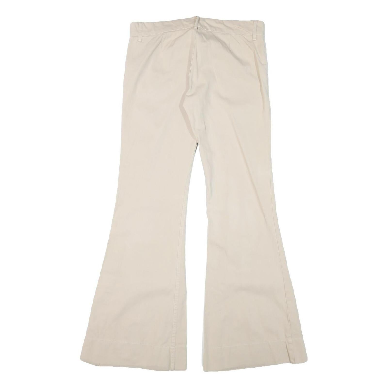 JUICY COUTURE Womens Cotton Blend Beige Regular Fit Wide-Leg Trousers W32 L33
