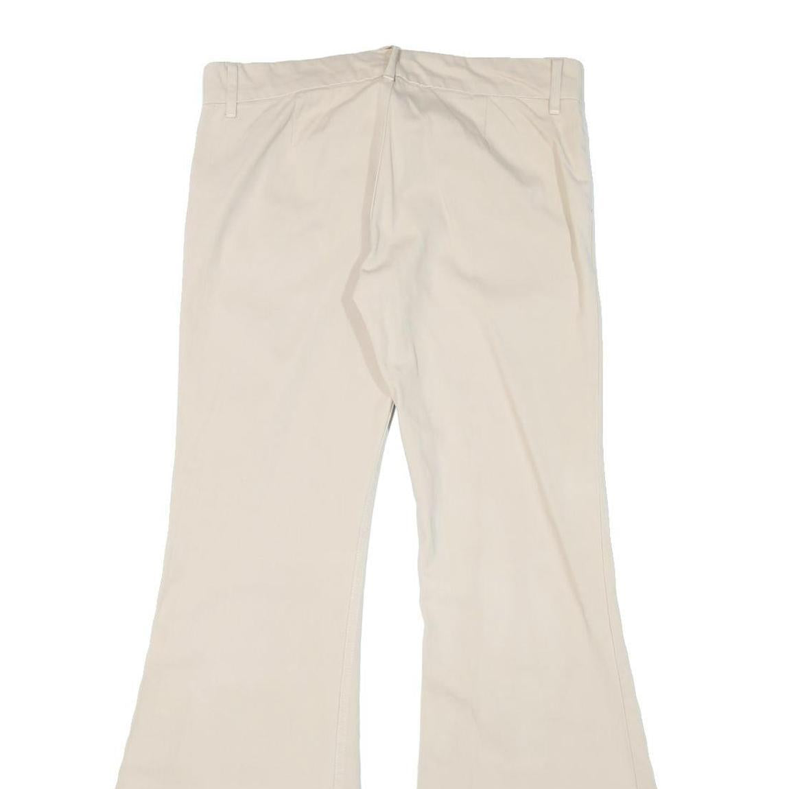 JUICY COUTURE Womens Cotton Blend Beige Regular Fit Wide-Leg Trousers W32 L33