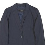 ZARA BASIC Womens Navy Blue Tailored Jacket S Polyester Blend Buttoned Plain