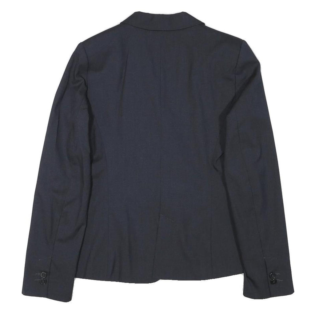 ZARA BASIC Womens Navy Blue Tailored Jacket S Polyester Blend Buttoned Plain