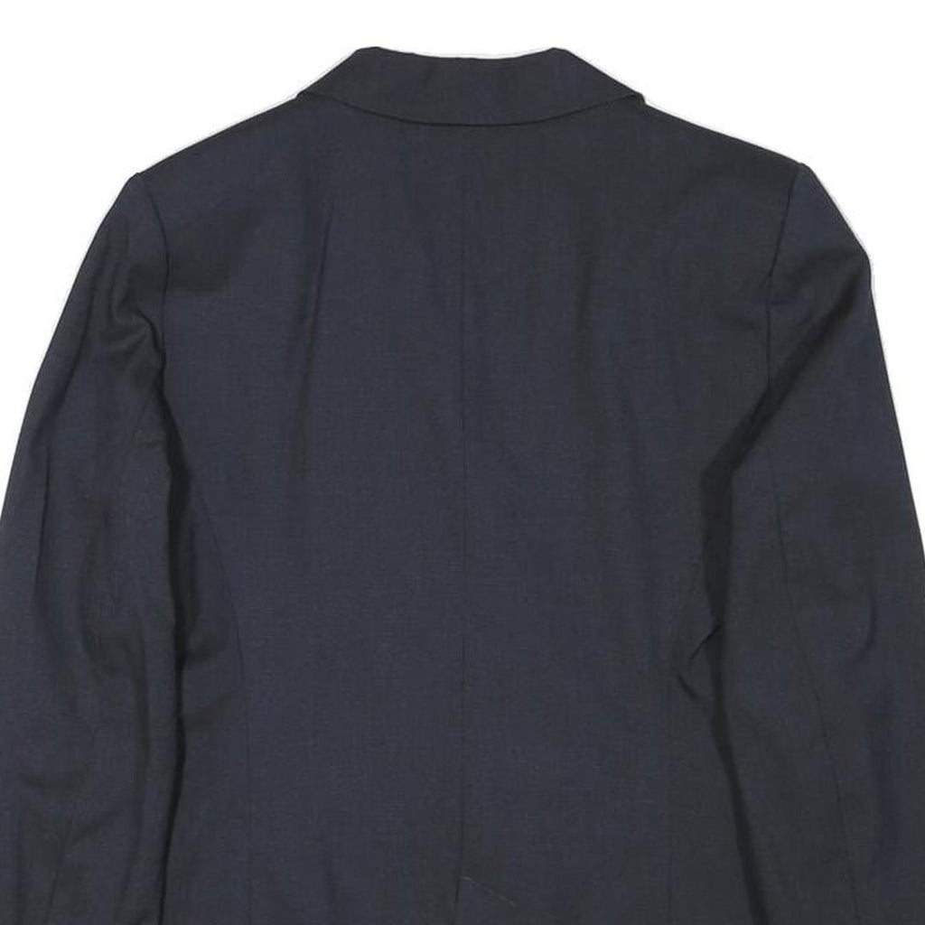 ZARA BASIC Womens Navy Blue Tailored Jacket S Polyester Blend Buttoned Plain