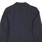 ZARA BASIC Womens Navy Blue Tailored Jacket S Polyester Blend Buttoned Plain