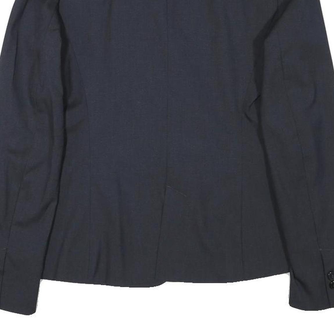 ZARA BASIC Womens Navy Blue Tailored Jacket S Polyester Blend Buttoned Plain