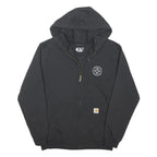 CARHARTT Mens Black Zip Hoodie M Cybercoders Logo Workwear Zip Up