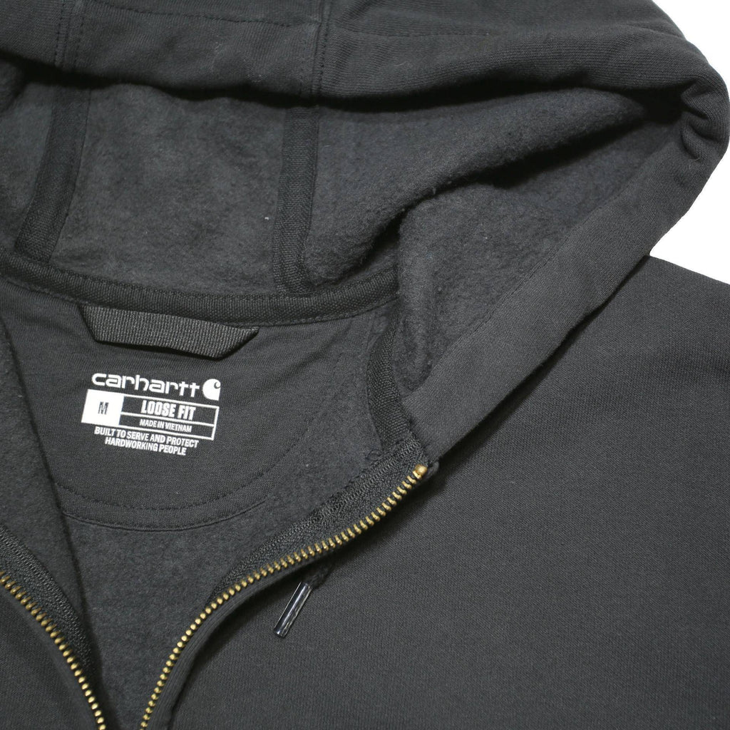 CARHARTT Mens Black Zip Hoodie M Cybercoders Logo Workwear Zip Up