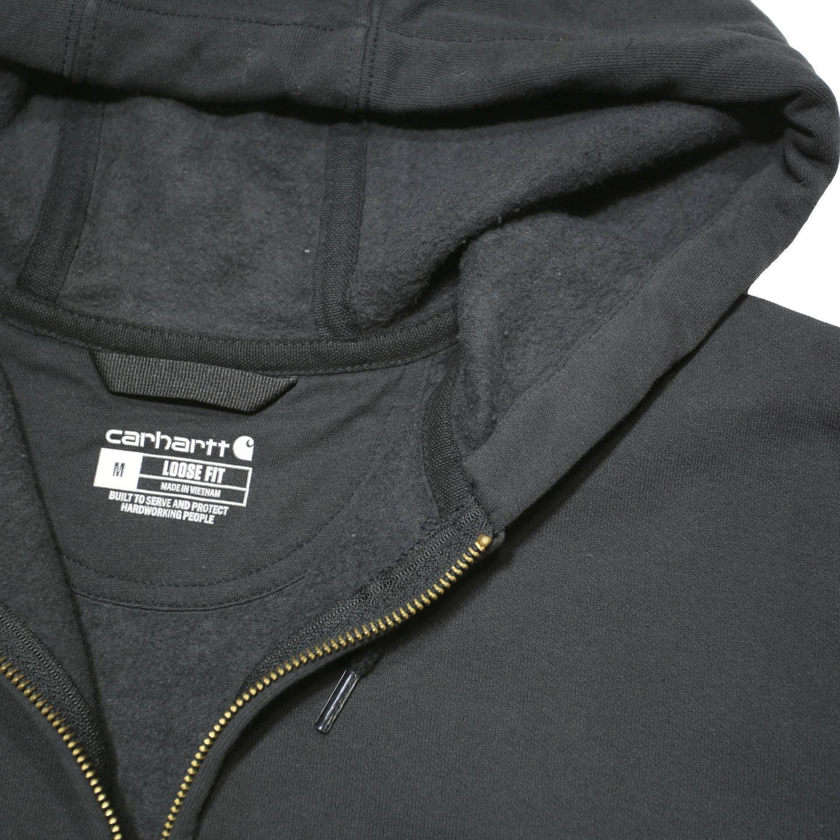CARHARTT Mens Black Zip Hoodie M Cybercoders Logo Workwear Zip Up