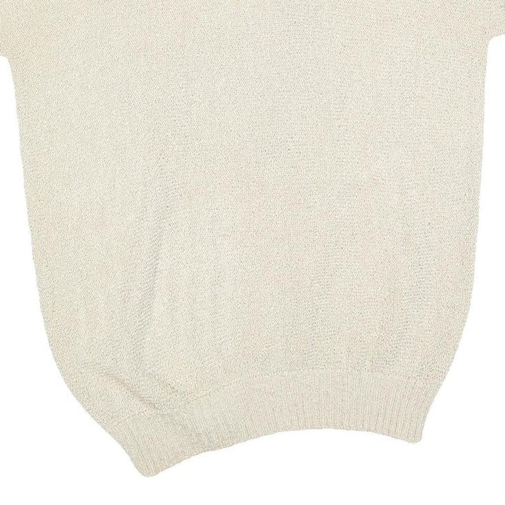 ROSA Womens Cream Patterned Jumper Scoop Neck Basic Knit M Embellished Bird