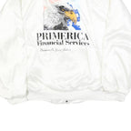 HARTWELL Mens White Satin Bomber XL Polyester Printed Logo Button Jacket