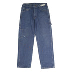 Blue Mens Regular Fit Straight Cotton Jeans W32 L30 Workwear Utility Pocket Zip