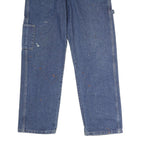 Blue Mens Regular Fit Straight Cotton Jeans W32 L30 Workwear Utility Pocket Zip