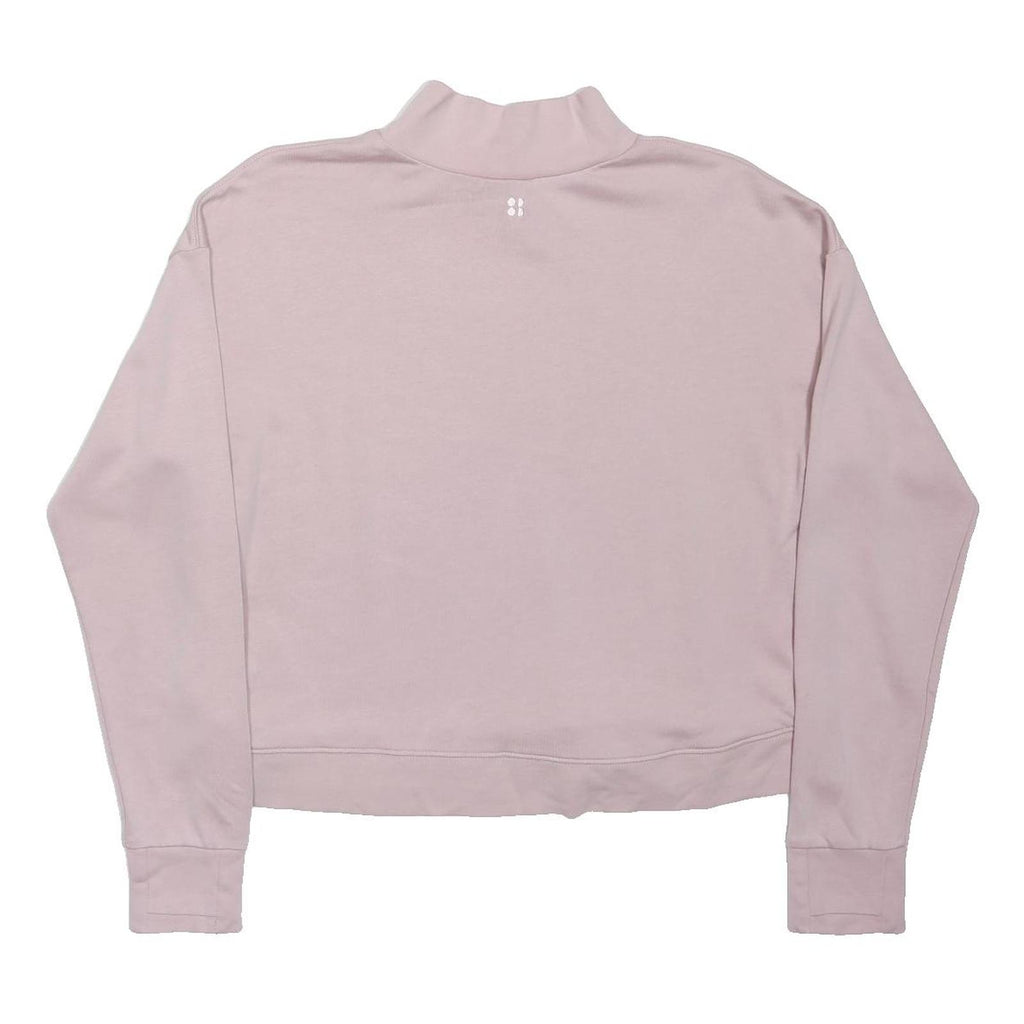 SWEATY BETTY Womens Pink Plain Pullover Jumper Crew Neck Cotton Blend M
