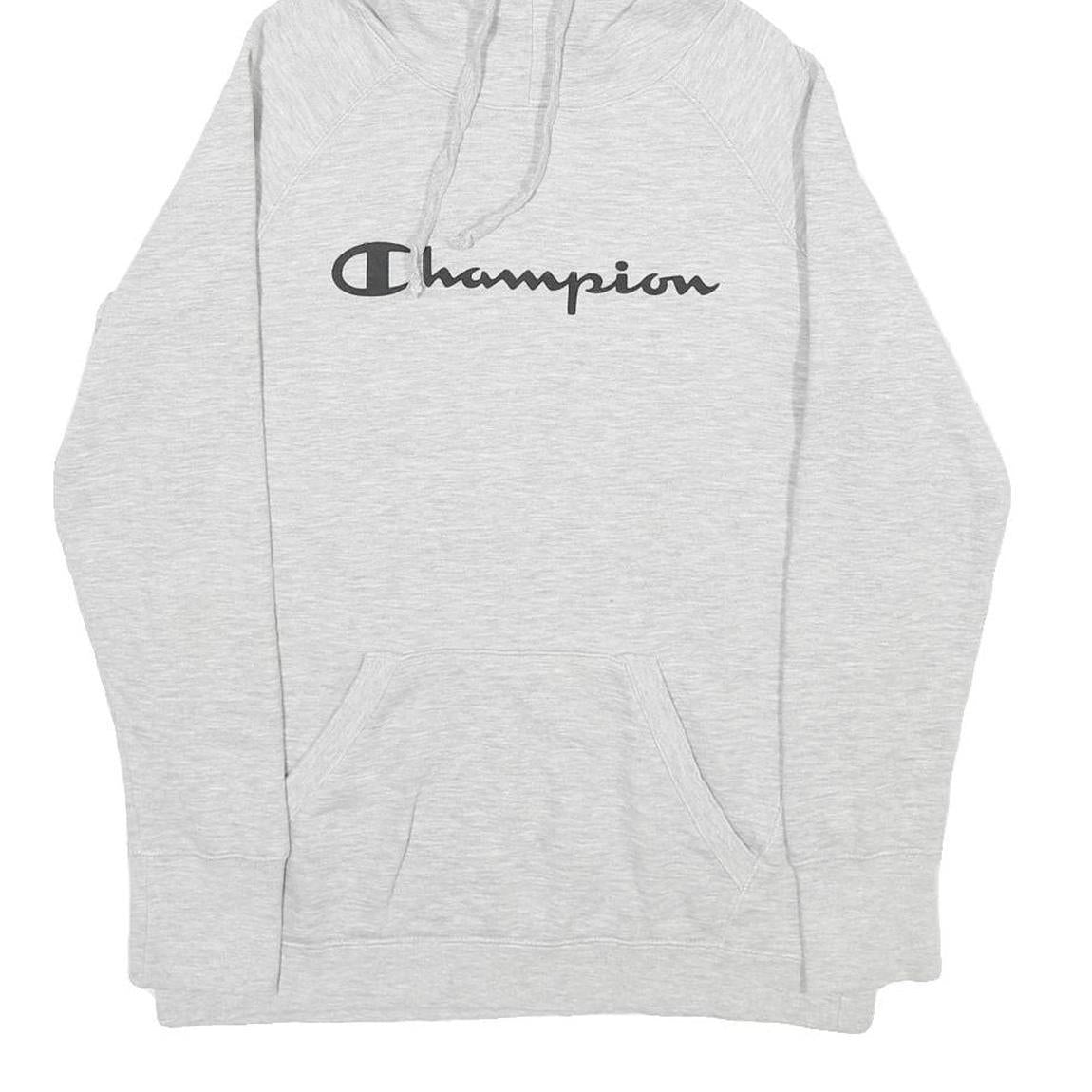 CHAMPION Mens Grey Hoodie S Cotton Blend Pullover Logo Casual Comfort Wear