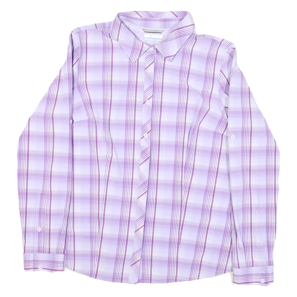 COLUMBIA Womens Purple & White Plaid Shirt XL Outdoor Casual Long Sleeve Button