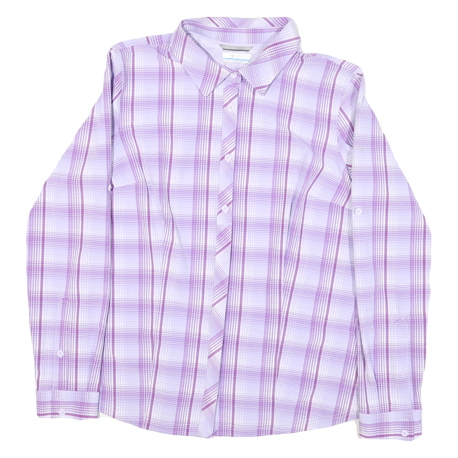 COLUMBIA Womens Purple & White Plaid Shirt XL Outdoor Casual Long Sleeve Button