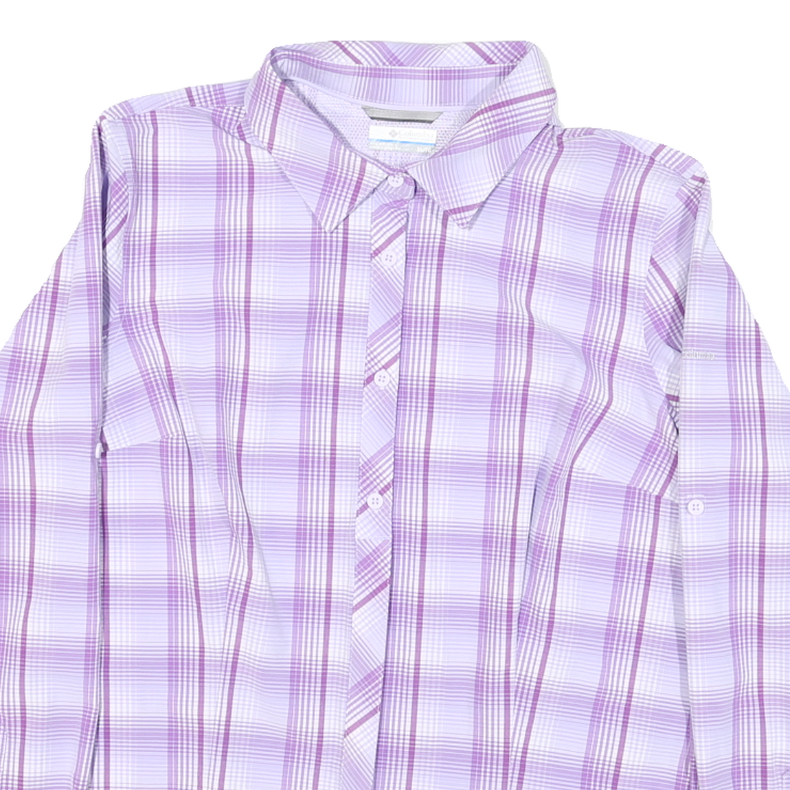 COLUMBIA Womens Purple & White Plaid Shirt XL Outdoor Casual Long Sleeve Button