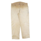 DICKIES Mens Relaxed Beige Cotton Blend Zip Trousers W38 L32 Workwear Utility