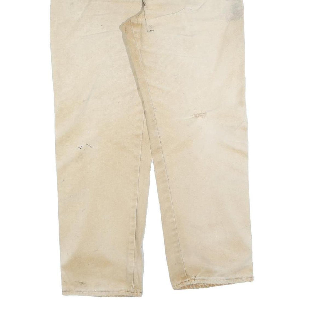 DICKIES Mens Relaxed Beige Cotton Blend Zip Trousers W38 L32 Workwear Utility