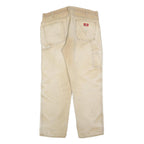 DICKIES Mens Relaxed Beige Cotton Blend Zip Trousers W38 L32 Workwear Utility