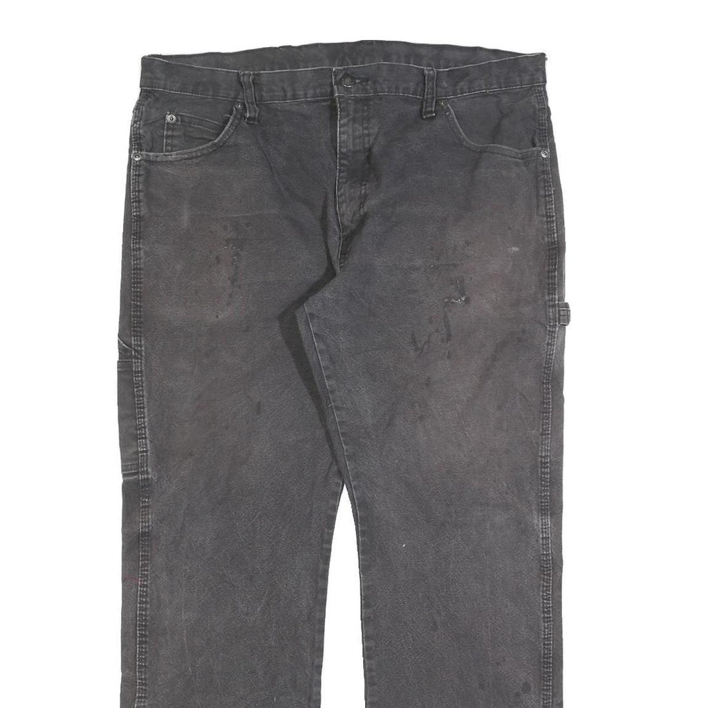 DICKIES Mens Cotton Blend Black Relaxed Straight Trousers W36 L29 Workwear