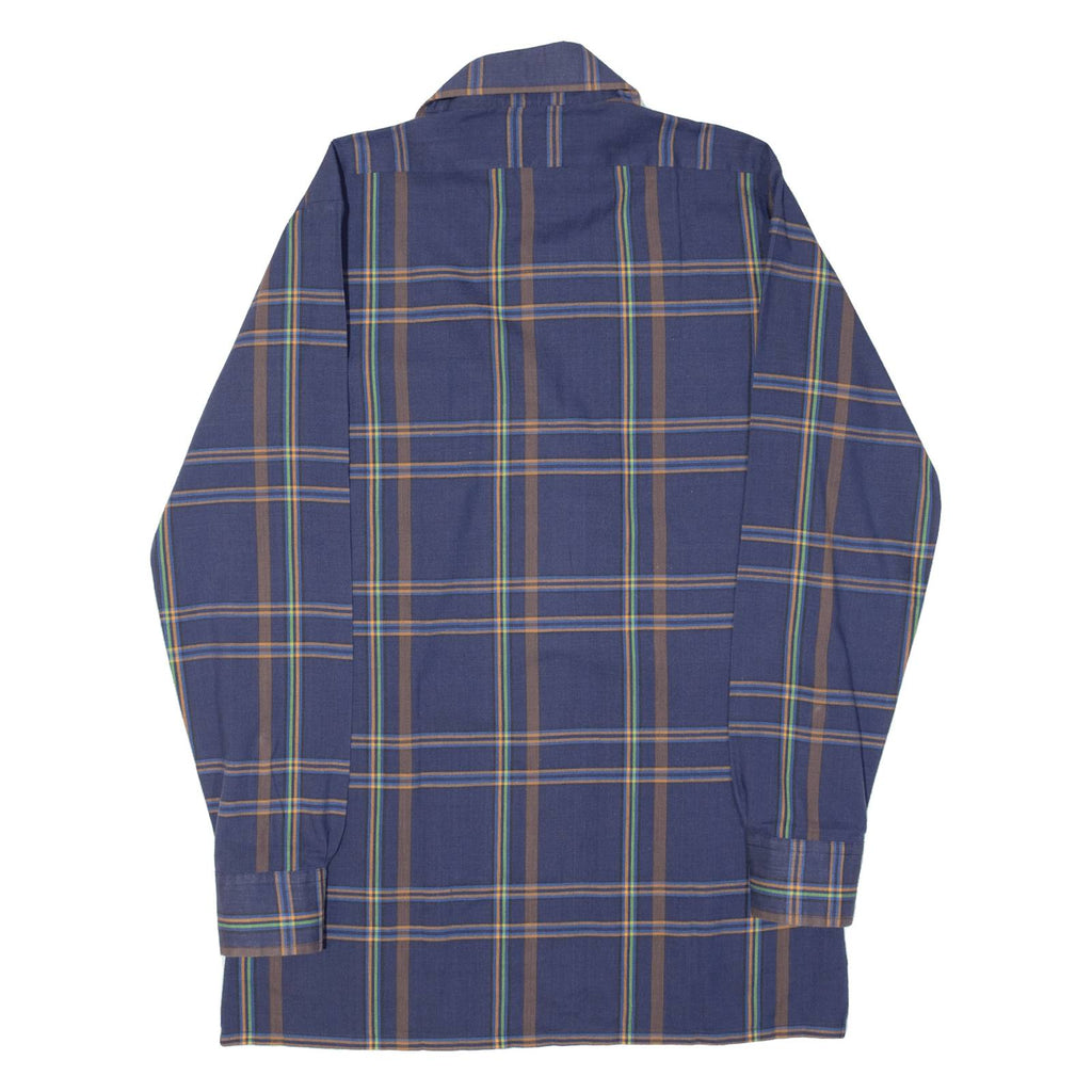 MASTER SHIRT Mens Shirt Blue Plaid Long Sleeve M