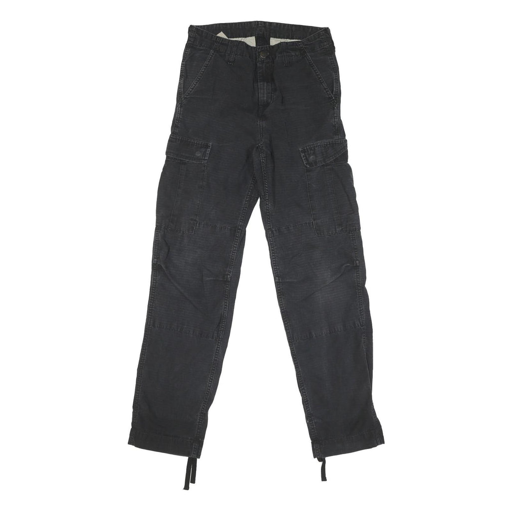 CARHARTT Mens Cotton Blend Black Regular Cargo Trousers W27 L30 Workwear Utility