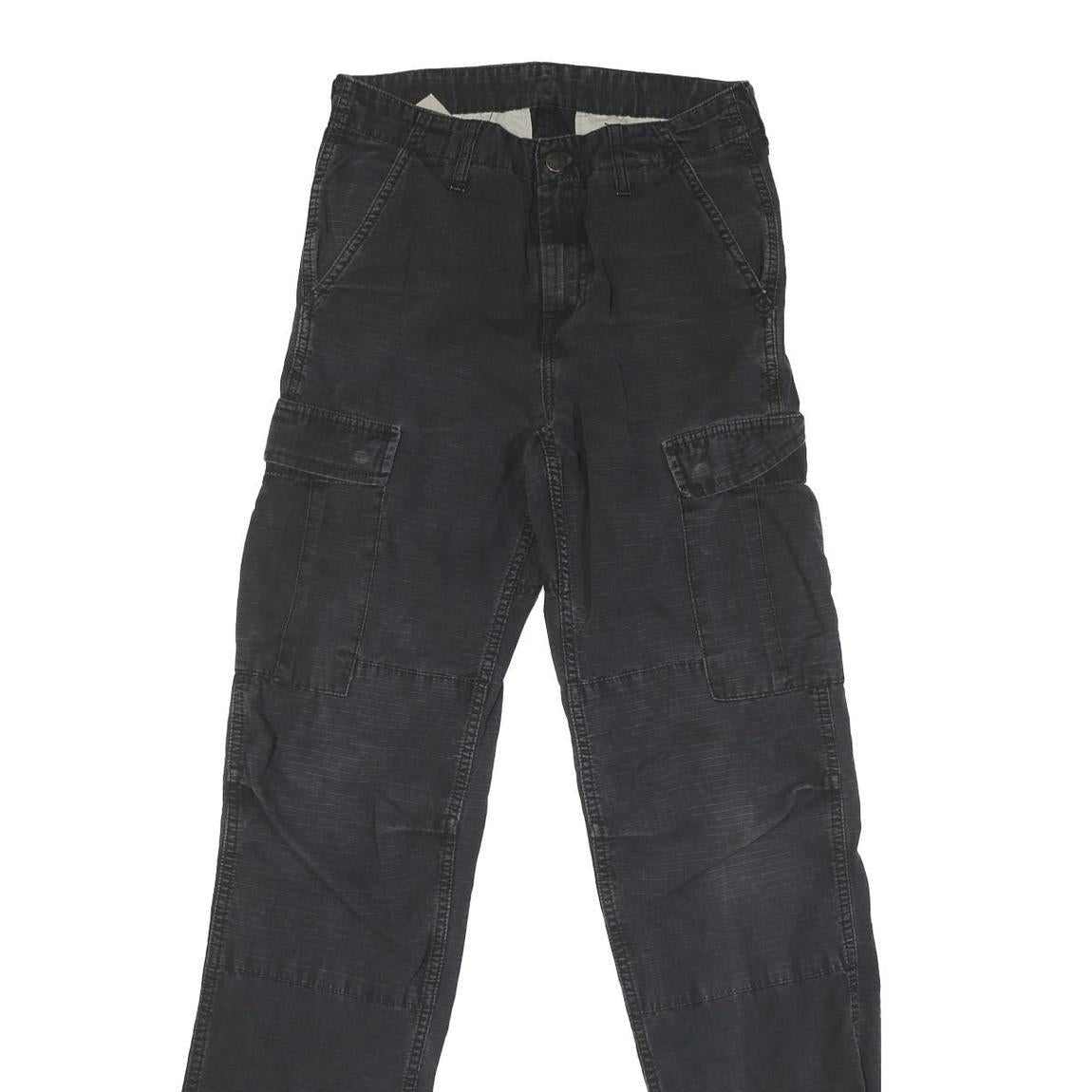 CARHARTT Mens Cotton Blend Black Regular Cargo Trousers W27 L30 Workwear Utility