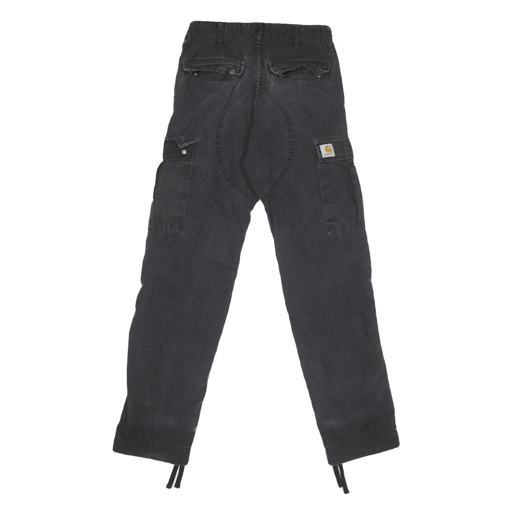 CARHARTT Mens Cotton Blend Black Regular Cargo Trousers W27 L30 Workwear Utility