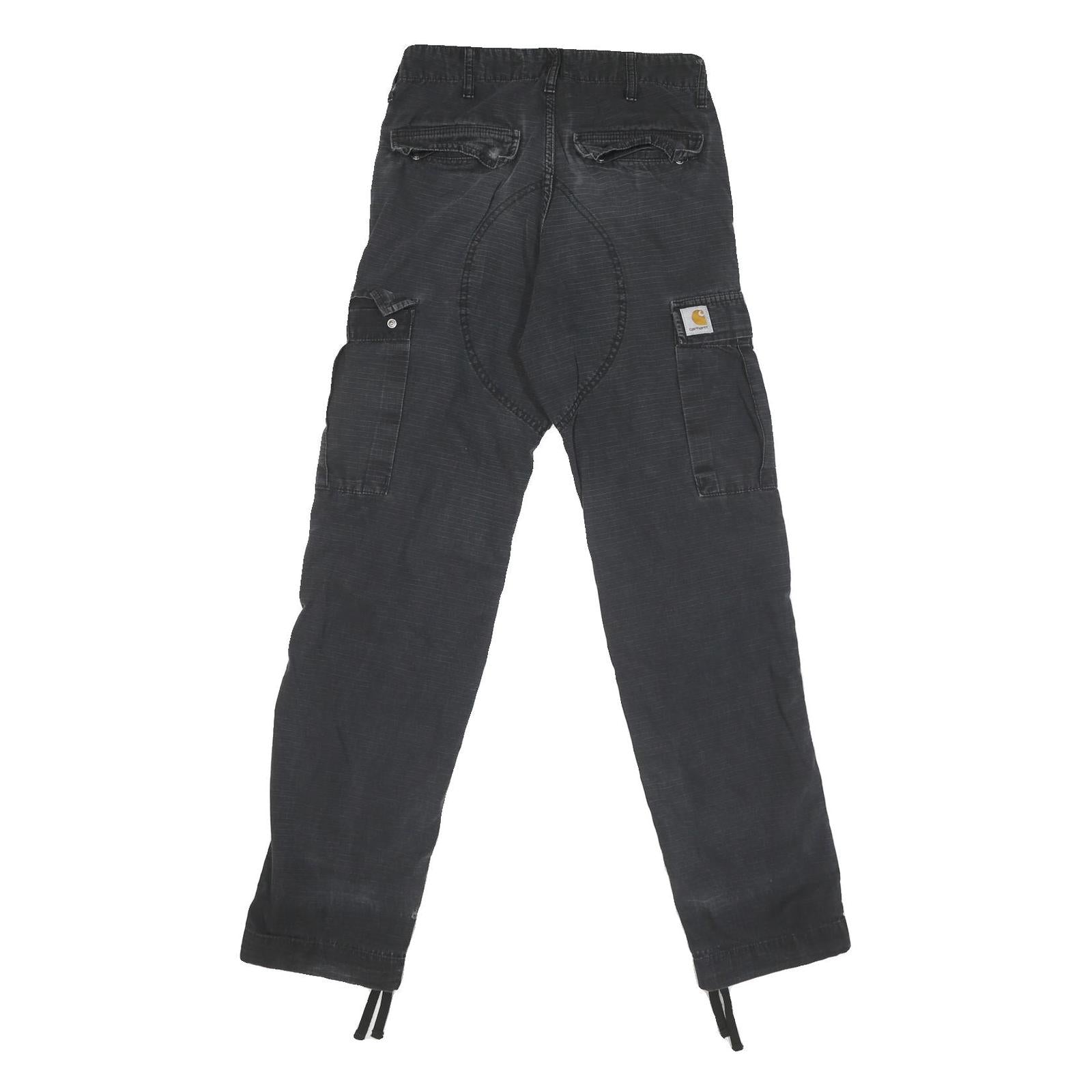 CARHARTT Mens Cotton Blend Black Regular Cargo Trousers W27 L30 Workwear Utility