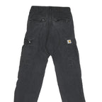 CARHARTT Mens Cotton Blend Black Regular Cargo Trousers W27 L30 Workwear Utility