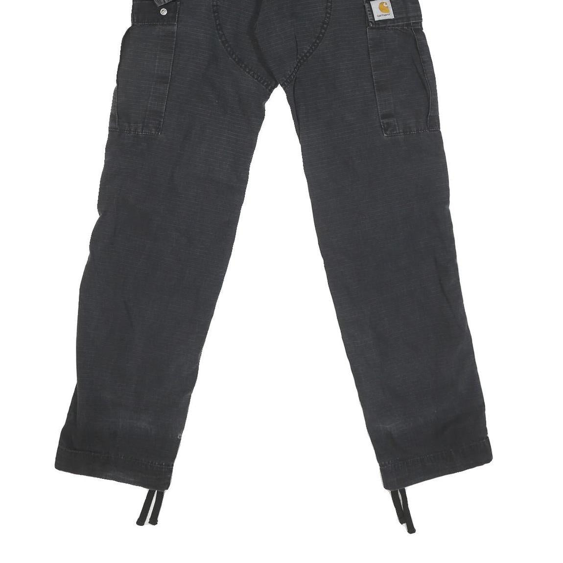 CARHARTT Mens Cotton Blend Black Regular Cargo Trousers W27 L30 Workwear Utility