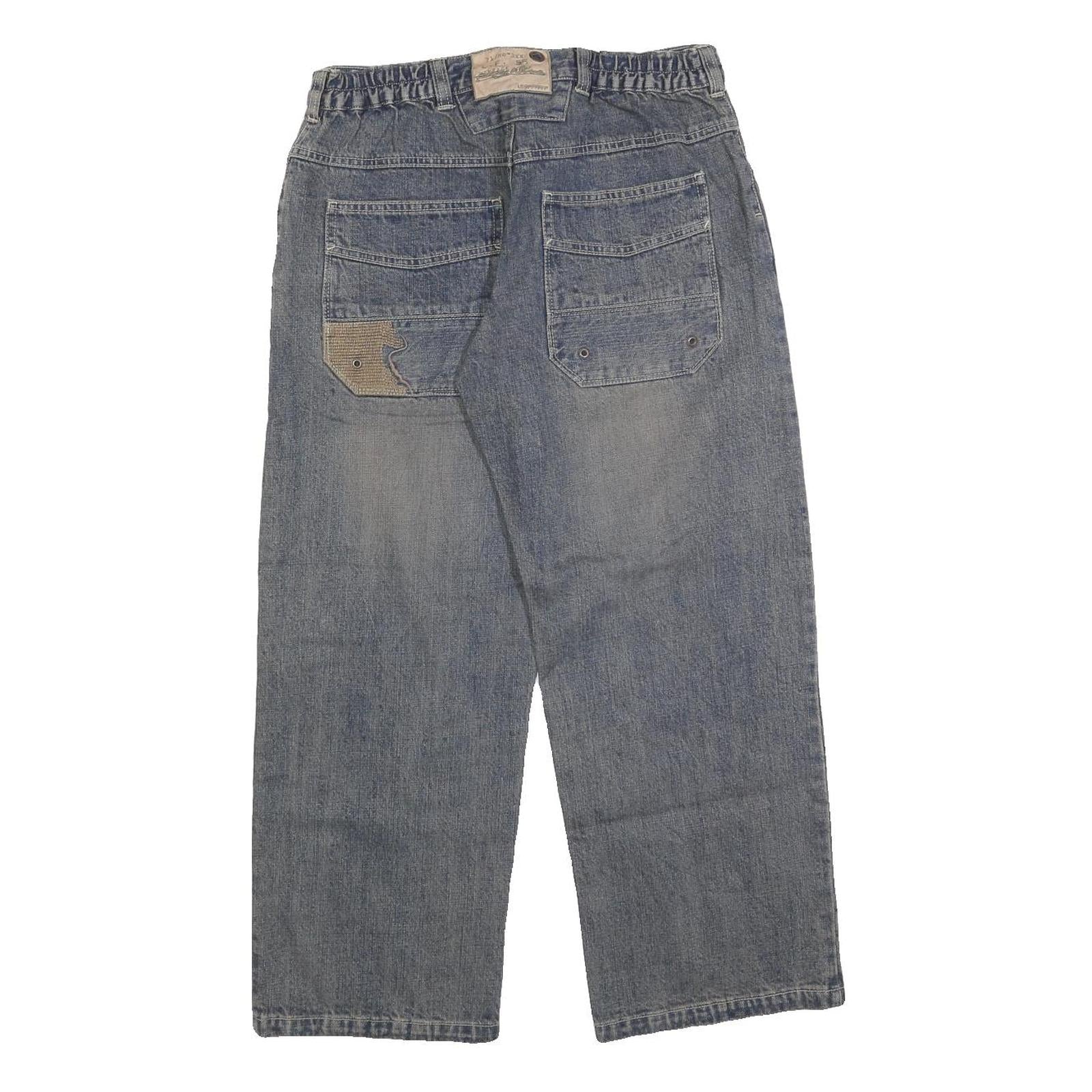 LEMMI Mens Jeans Blue Relaxed Straight Denim Light W30 L26 Casual Comfort Zip