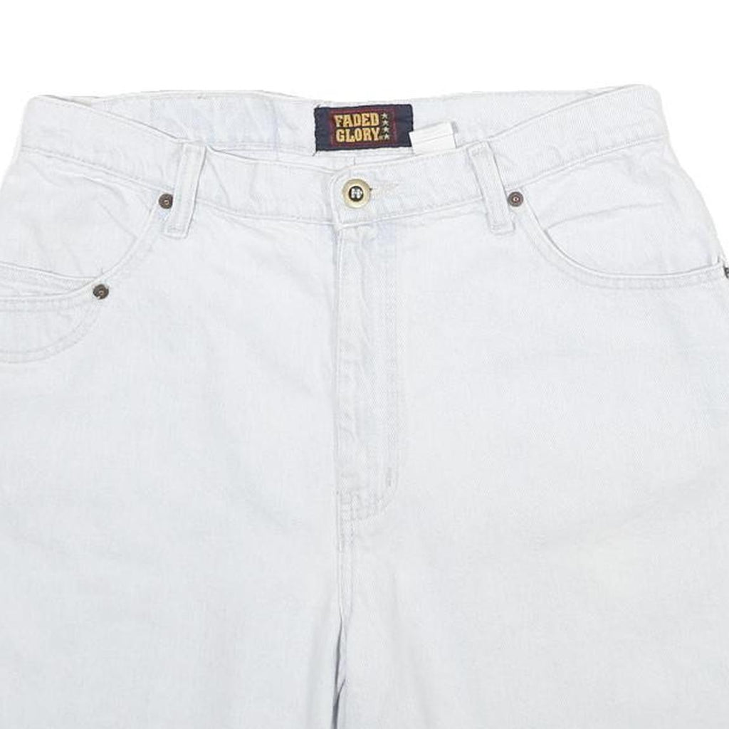 FADED GLORY Womens White Cotton Denim Shorts M W30 Classic Fit Casual Summer