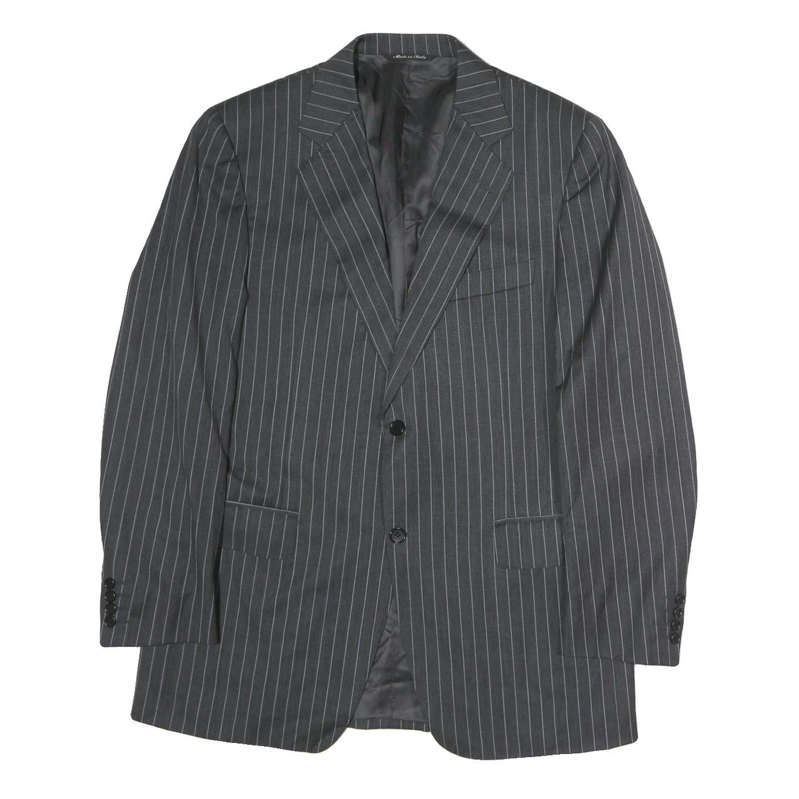 CANALI Mens Grey Pinstripe Classic Jacket M Cotton Button Formal Workwear