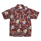 RON CHERISHAM Mens Burgundy & Floral Cotton Blend Shirt M Summer Casual