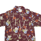 RON CHERISHAM Mens Burgundy & Floral Cotton Blend Shirt M Summer Casual