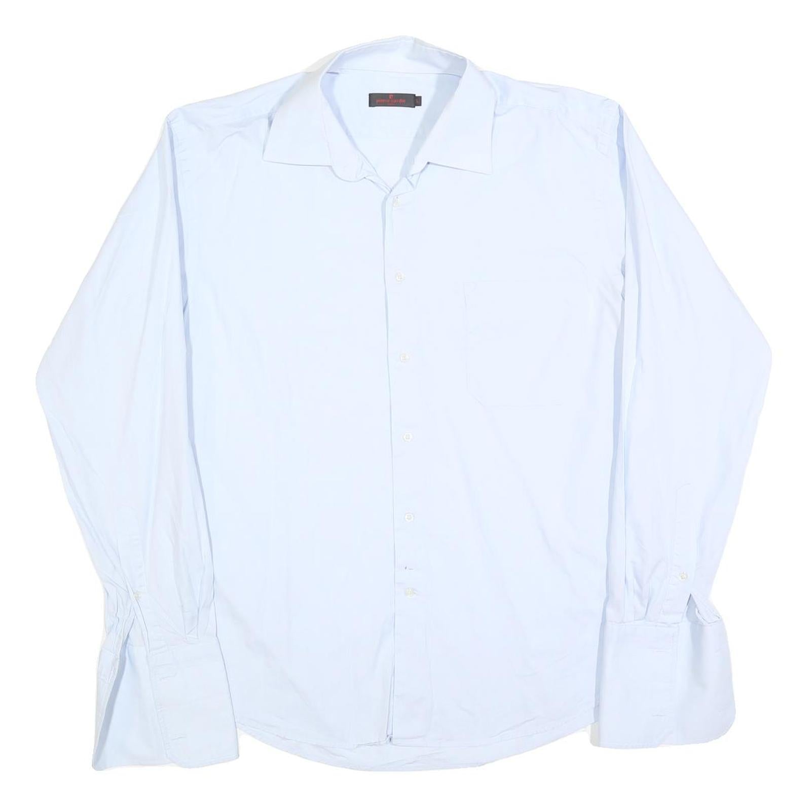 PIERRE CARDIN Mens White Shirt L Cotton Blend Long Sleeve Classic Fit Button