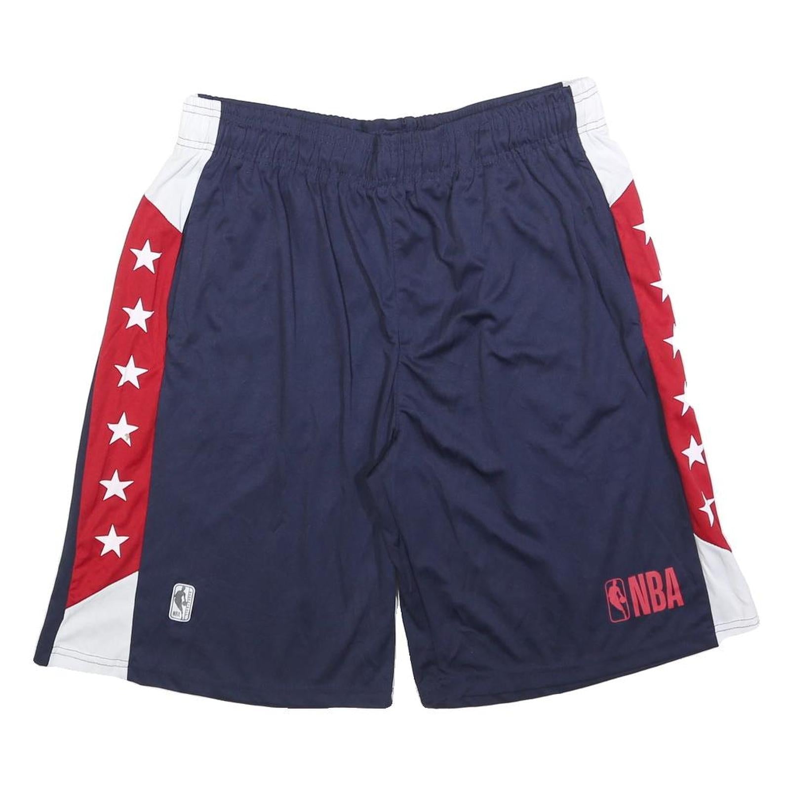 NBA Mens Blue Red & White Sports Casual Shorts L W32 Elastic Waistband