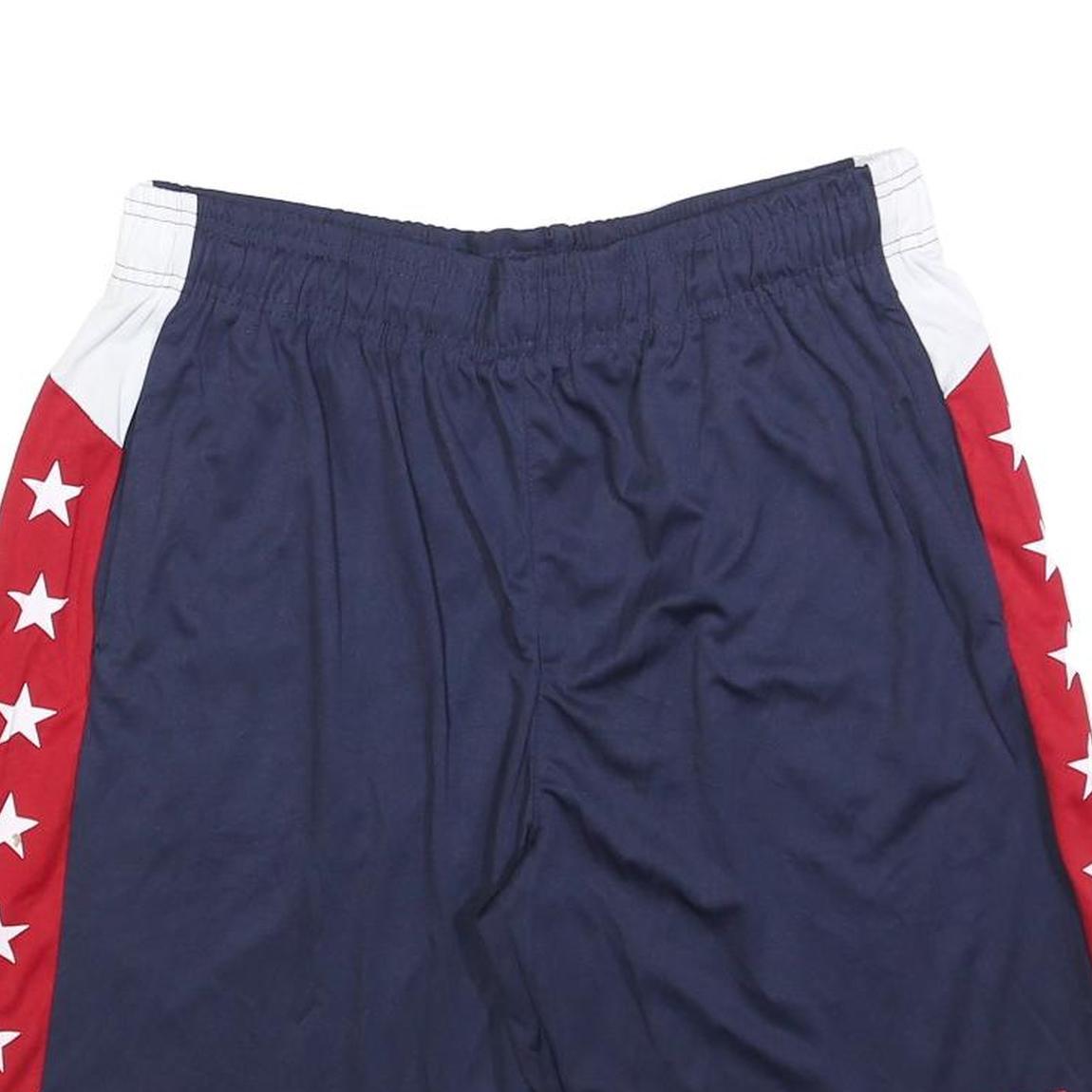 NBA Mens Blue Red & White Sports Casual Shorts L W32 Elastic Waistband