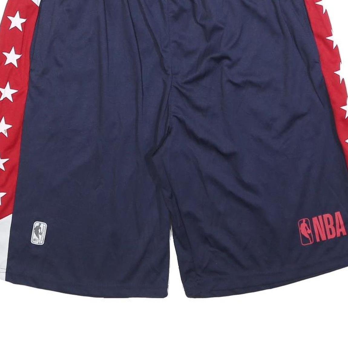 NBA Mens Blue Red & White Sports Casual Shorts L W32 Elastic Waistband