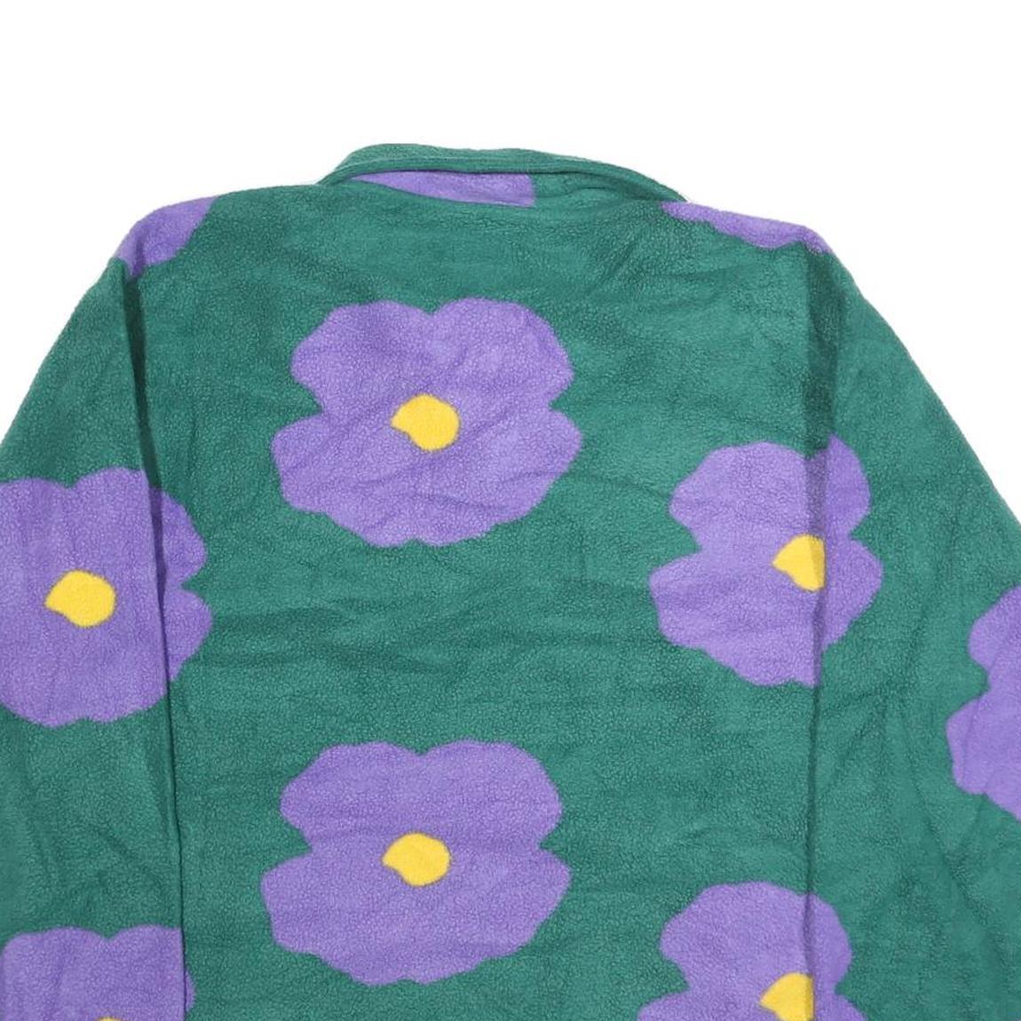 OBEY Womens Green & Purple Floral Patterned Fleece Pullover Crew Neck L Jumper