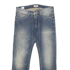 TOMMY HILFIGER Mens Jeans Blue Slim Straight Denim Medium W32 L28 Casual Zip