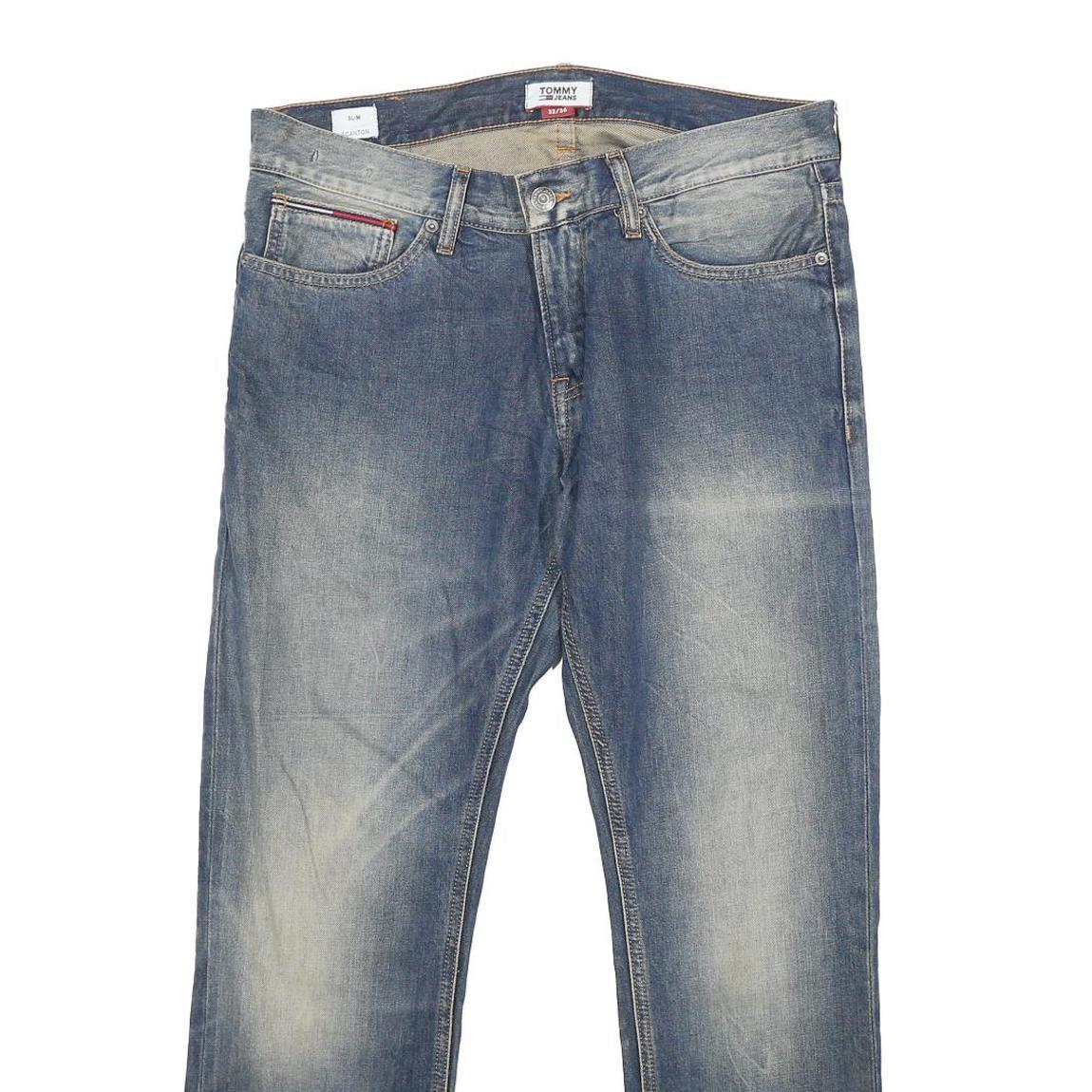 TOMMY HILFIGER Mens Jeans Blue Slim Straight Denim Medium W32 L28 Casual Zip