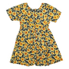 ALL THAT JAZZ Womens Black & Yellow Floral Day Cotton Blend Dress Short Sleeve S