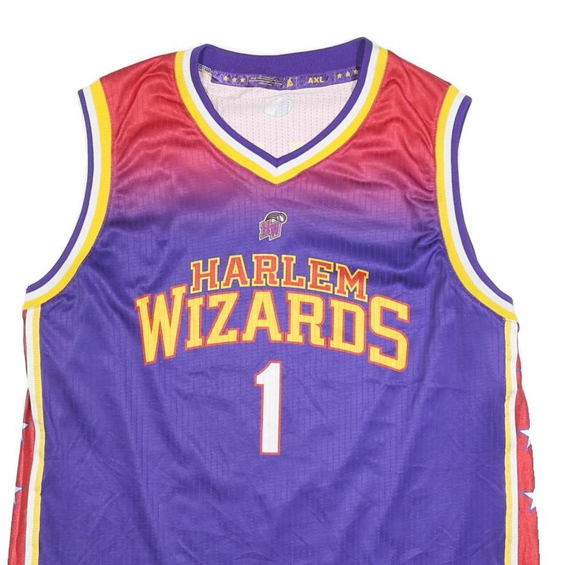 Mens Purple & Red Harlem Wizards Basketball Jersey XL Sleeveless V-Neck Sports